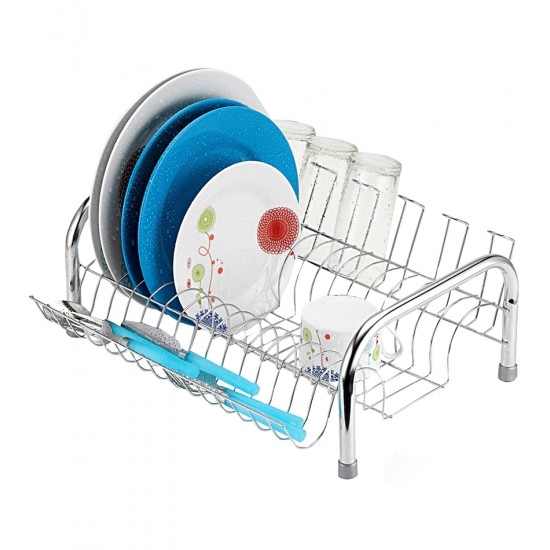 Escorredor 15 Lugares 43,3cm por 16,3cm Para Louça Pratik Com Porta Copos Cromado